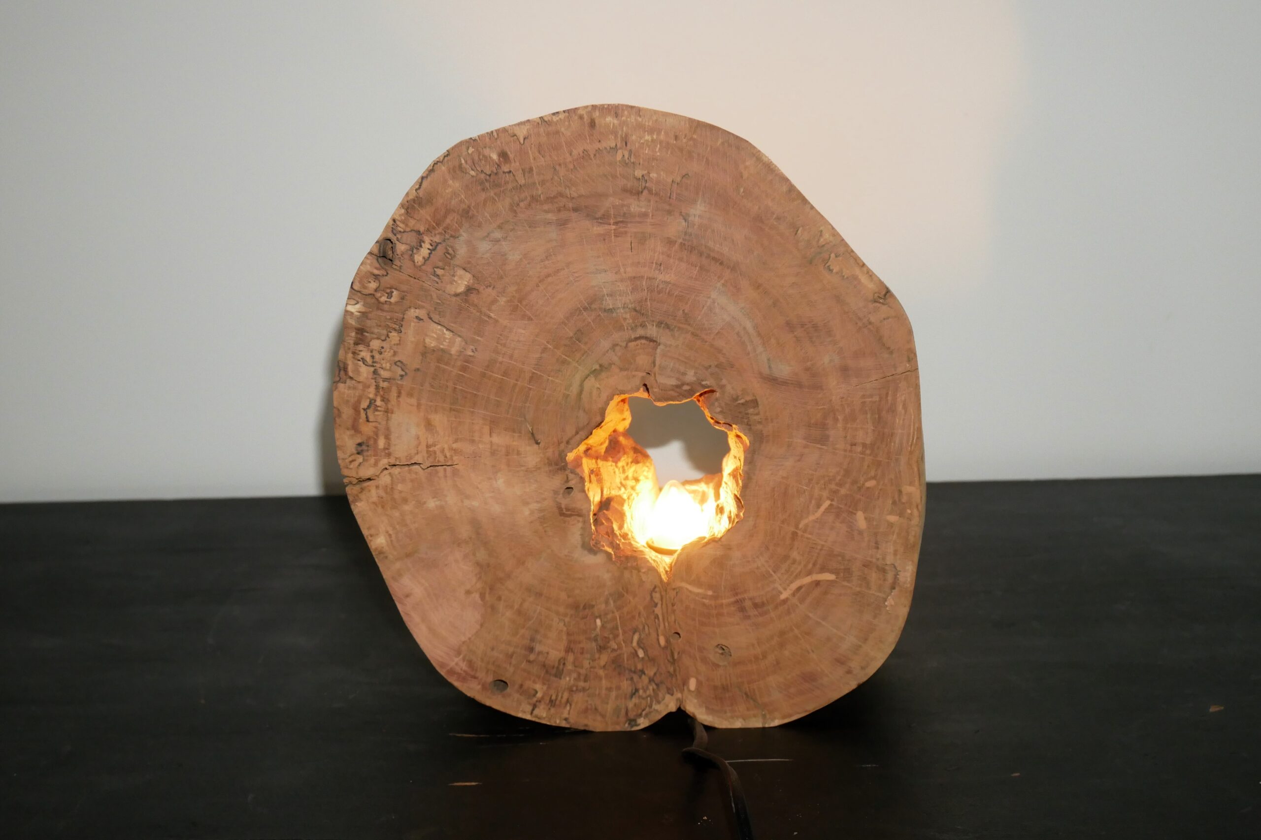 Lampe tranche de pommier